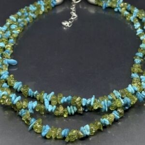 Jay King Sterling Silver Genuine Turquoise & Peridot Gemstone Necklace